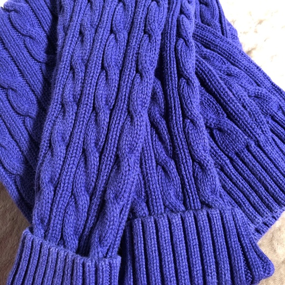 Lands End Cable Royal Blue/Violet Sweater - Picture 3 of 3